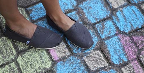 Feet on Chalk Bricks